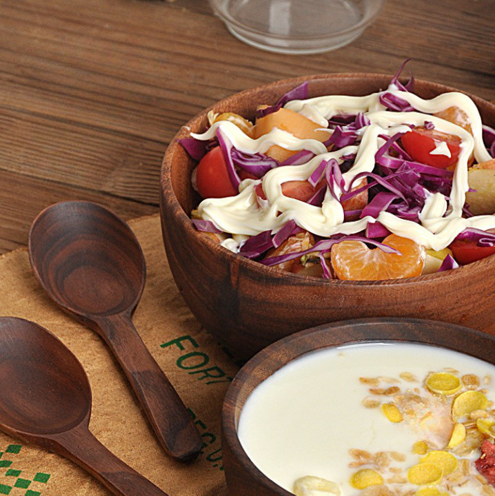 Wooden Salad Bowls + Wooden Spoons