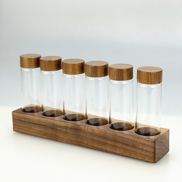 Glass Tubes with Wooden Base