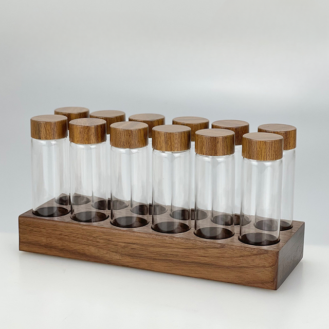Glass Tubes with Wooden Base