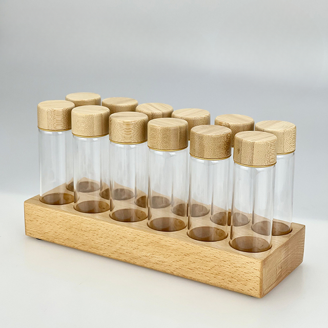 Glass Tubes with Wooden Base