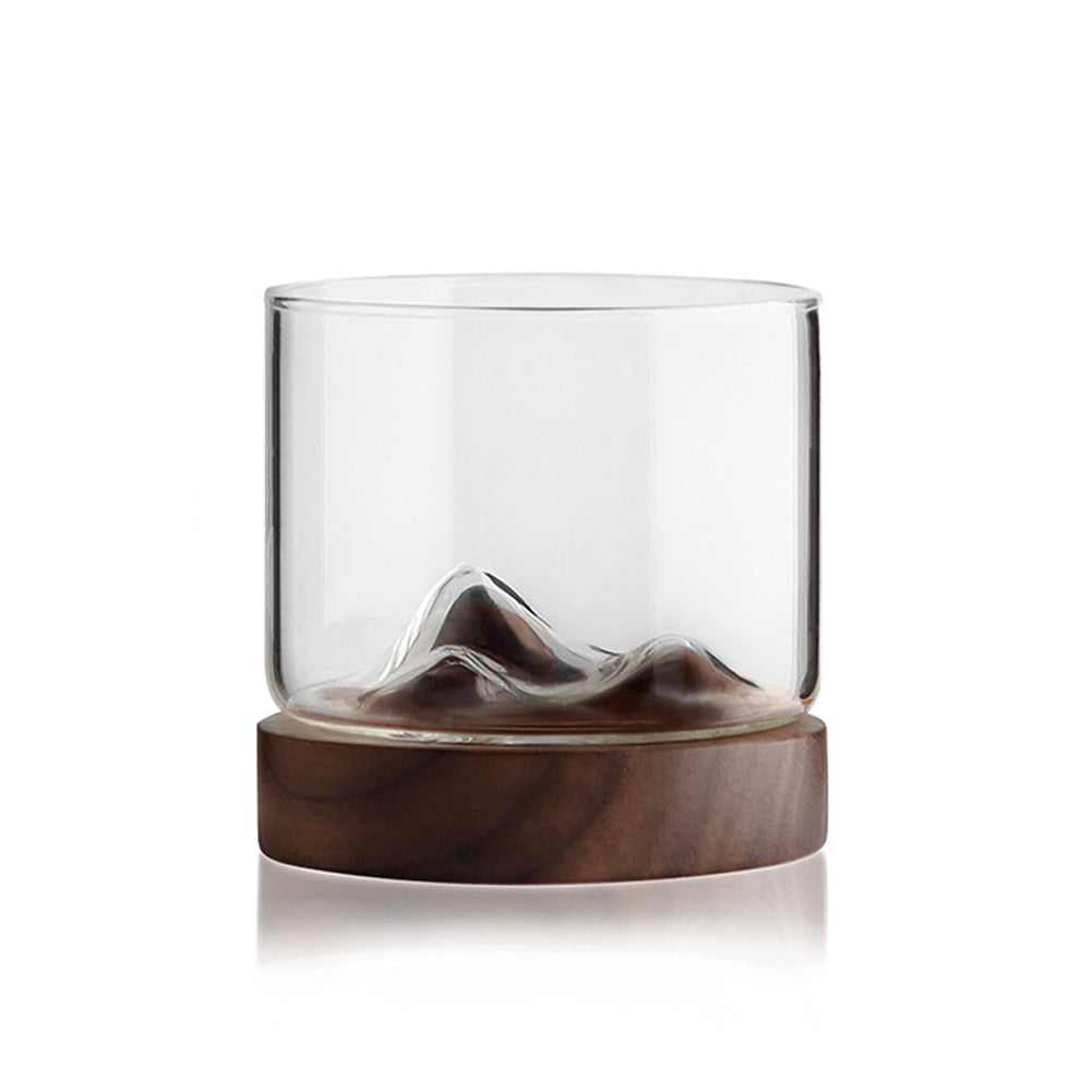 Mountain Glass with Wooden Base