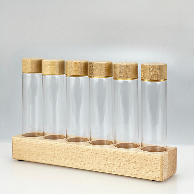 Glass Tubes with Wooden Base