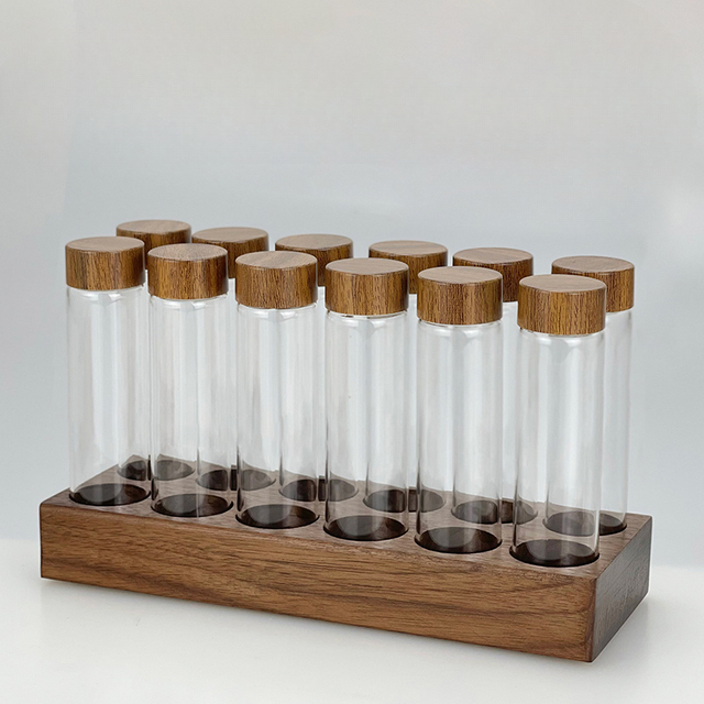 Glass Tubes with Wooden Base
