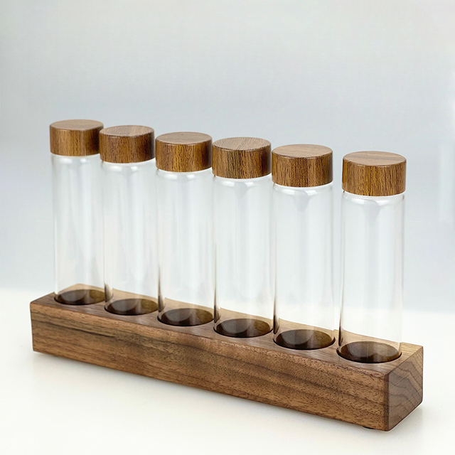Glass Tubes with Wooden Base