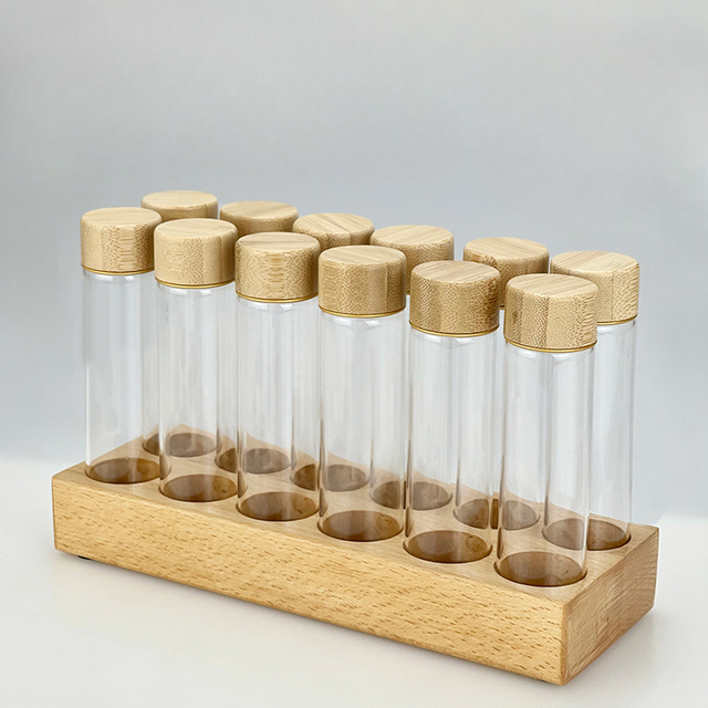 Glass Tubes with Wooden Base