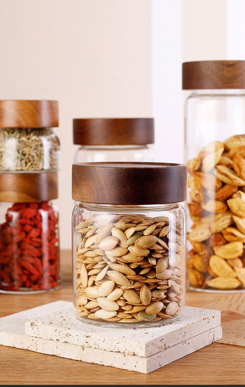 Glass Jars with Wooden Screw Lids
