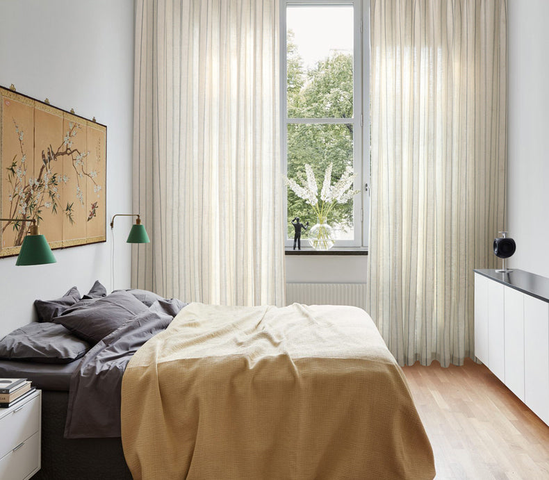 Linen Blue Stripe Light Lux Curtain