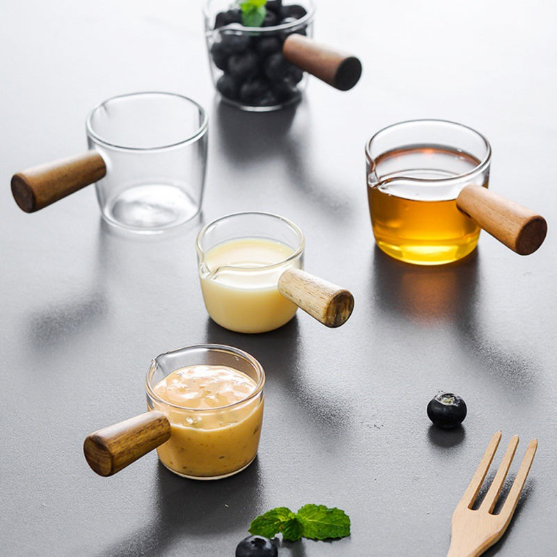 Glass Cup with Wooden Handle