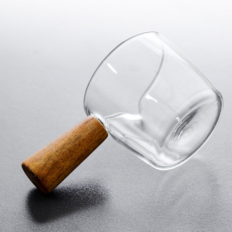Glass Cup with Wooden Handle
