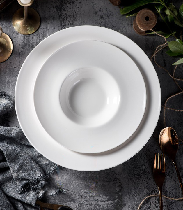 White Ceramic Deep Dinner Plate