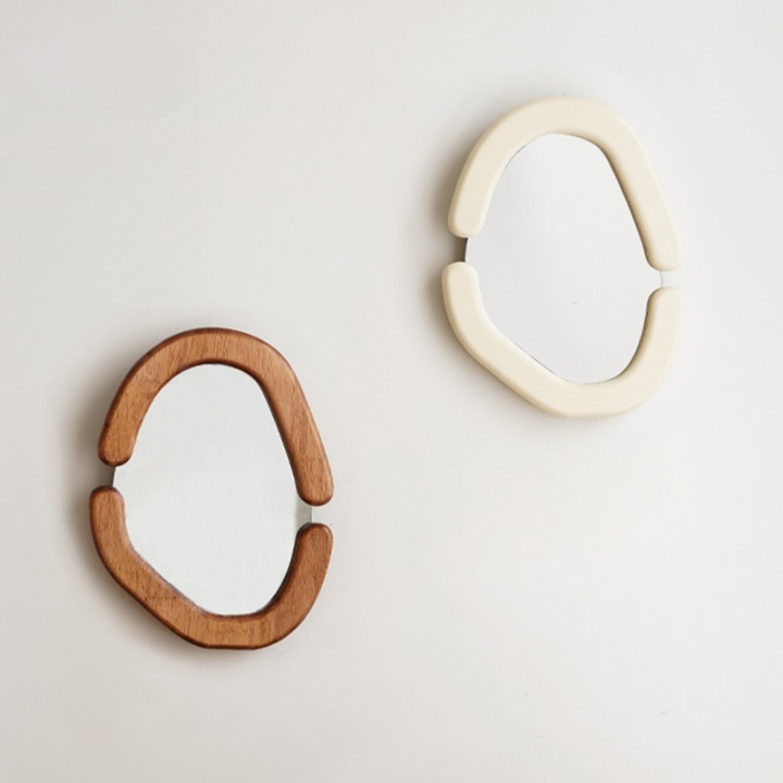Wooden Retro Oval Mirror