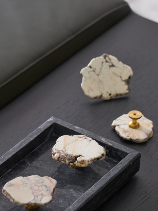 White Marble Brass Cabinet Handles & Knobs