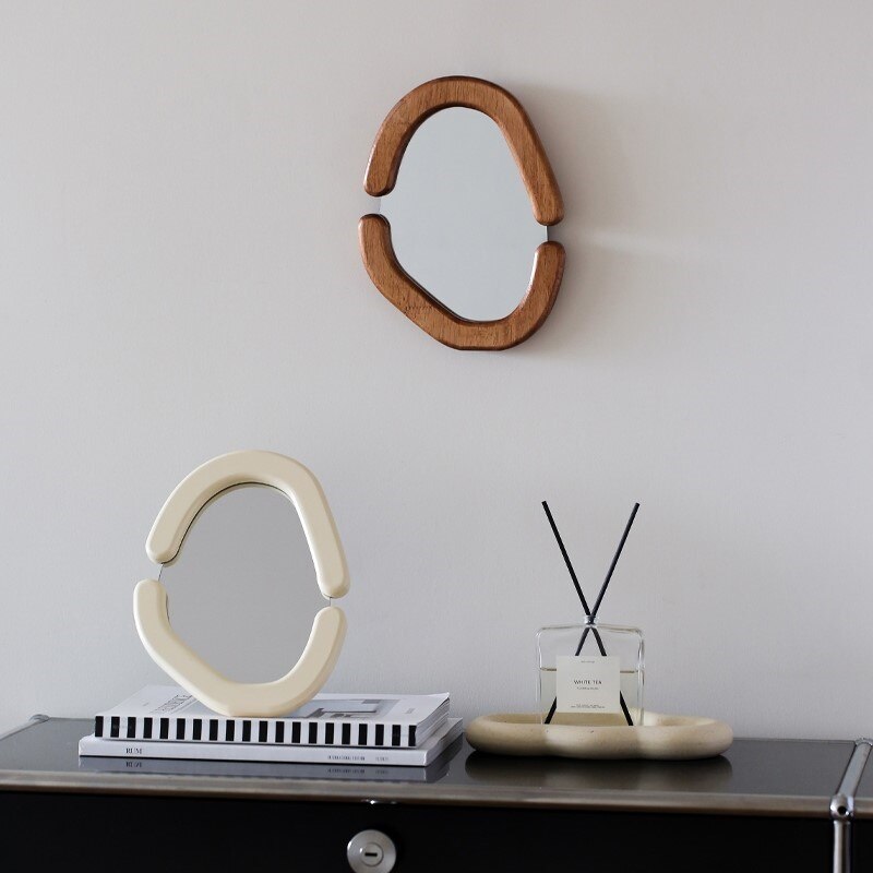 Wooden Retro Oval Mirror