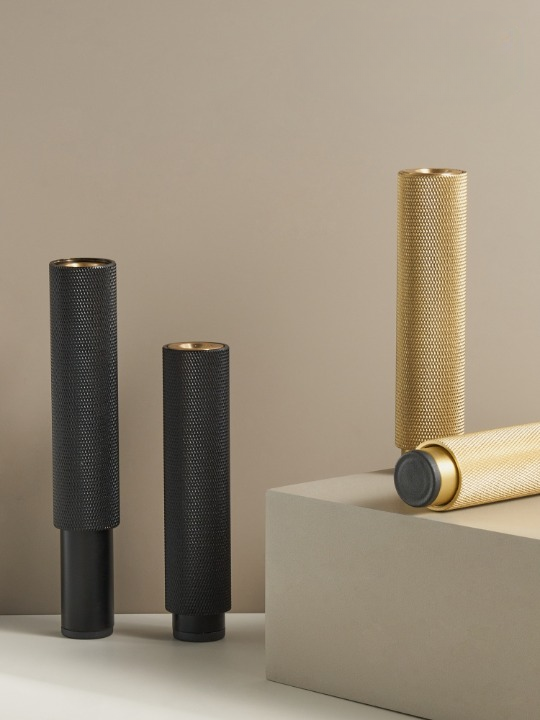 Knurled Brass Cabinet Legs (Adjustable Height)