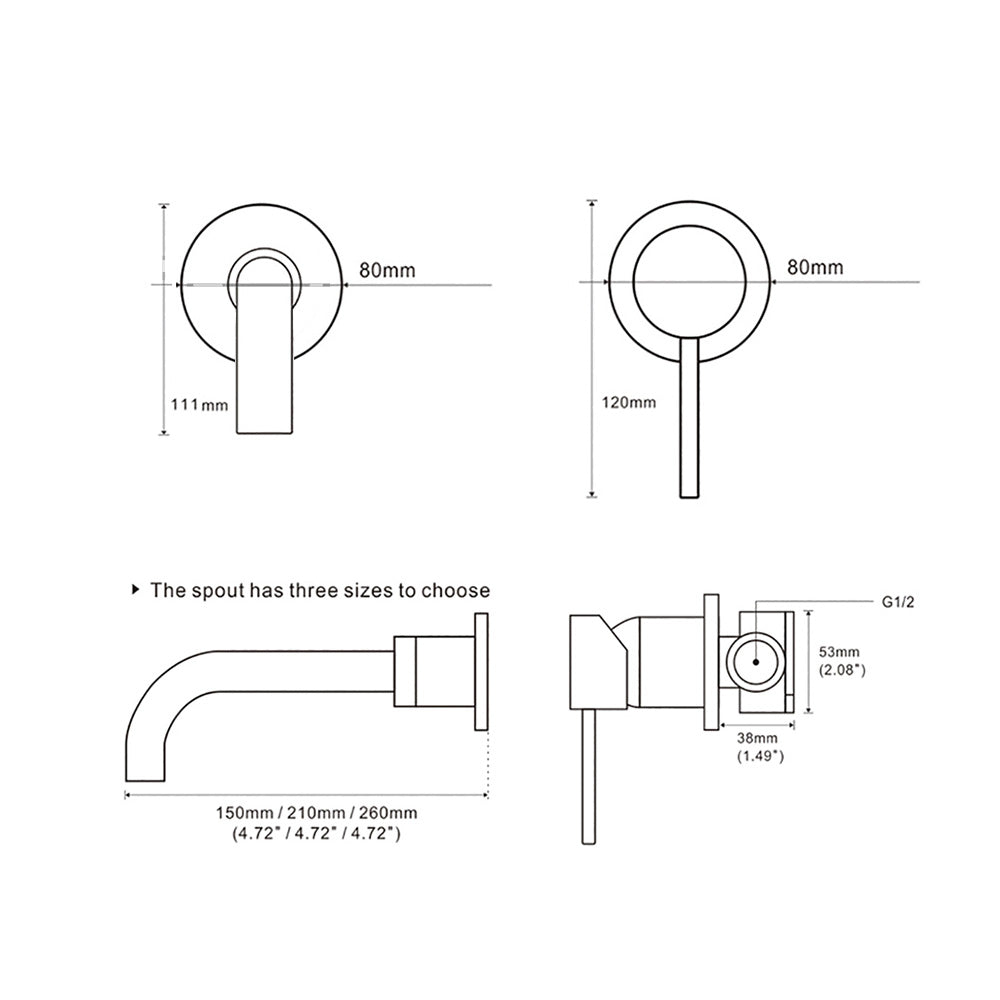 Wall Mounted Basin Faucet with Single Handle