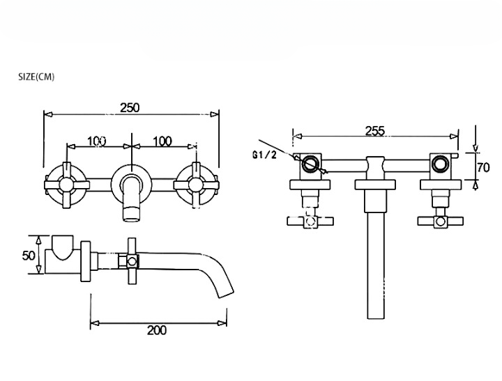 Wall Basin Faucet with Double Cross Handle