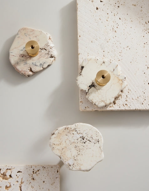 White Marble Brass Cabinet Handles & Knobs