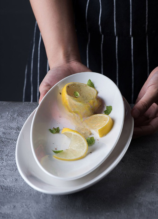 White Ceramic Long Rectangular Plates