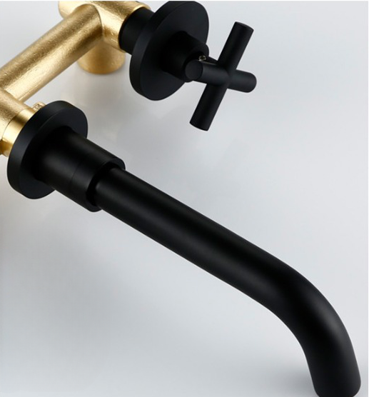 Wall Basin Faucet with Double Cross Handle