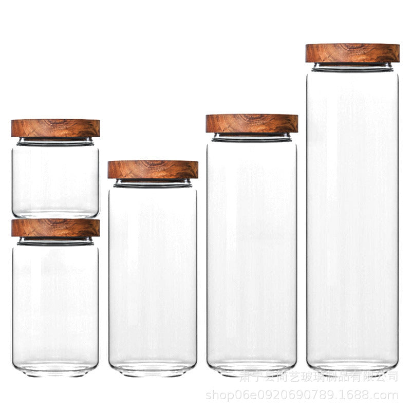 Glass Jars with Wooden Bumper Lids