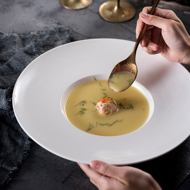 White Ceramic Deep Dinner Plate