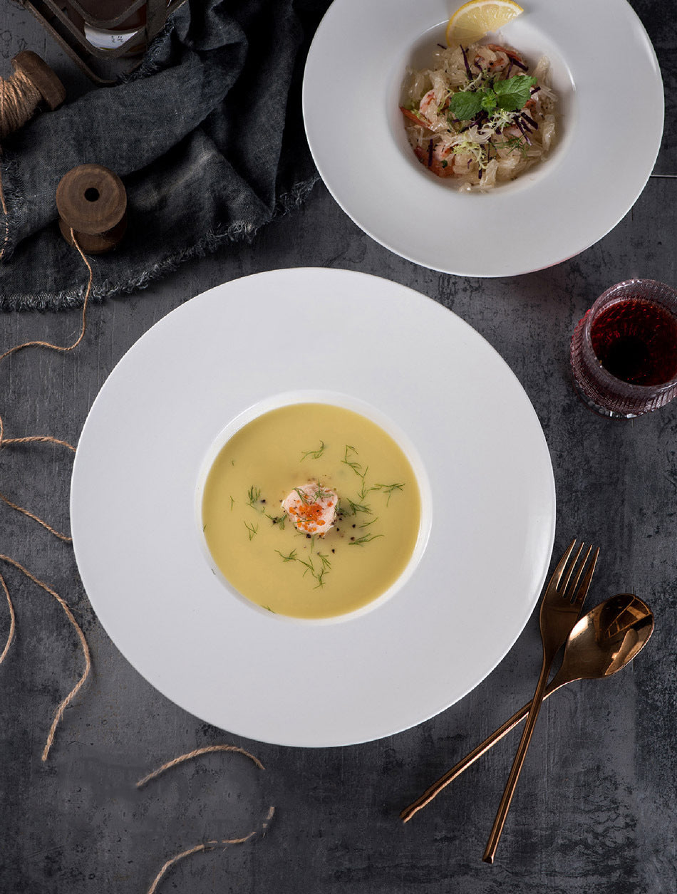 White Ceramic Deep Dinner Plate