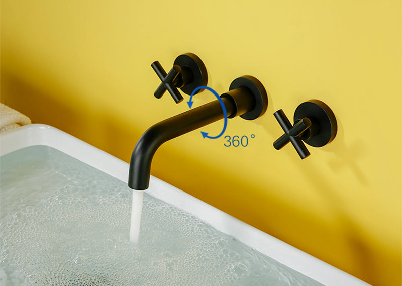Wall Basin Faucet with Double Cross Handle