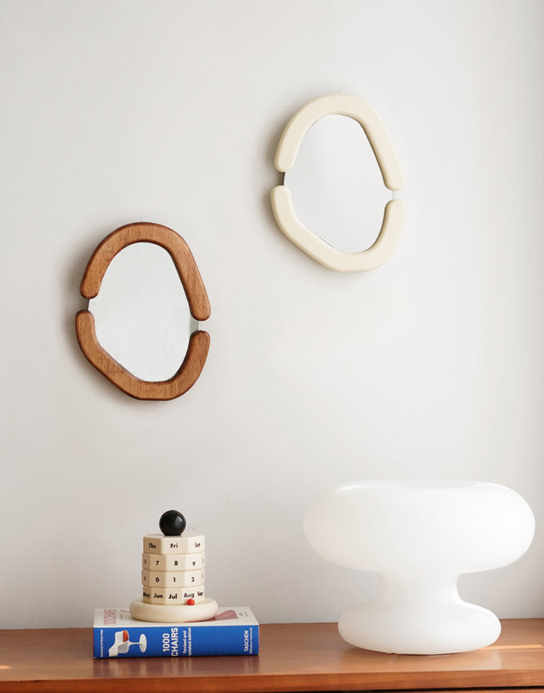 Wooden Retro Oval Mirror