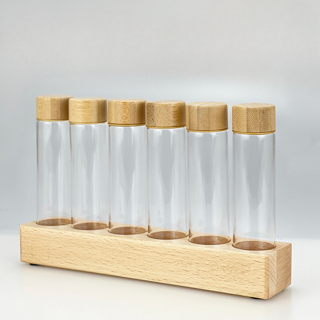 Glass Tubes with Wooden Base