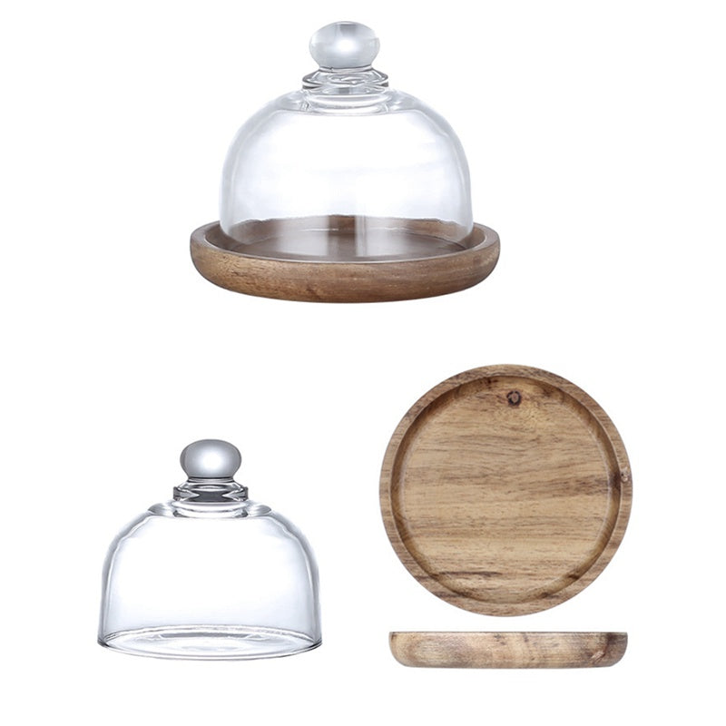 Mini Wooden Plate with Glass Lid