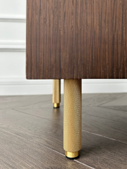 Knurled Brass Cabinet Legs (Adjustable Height)