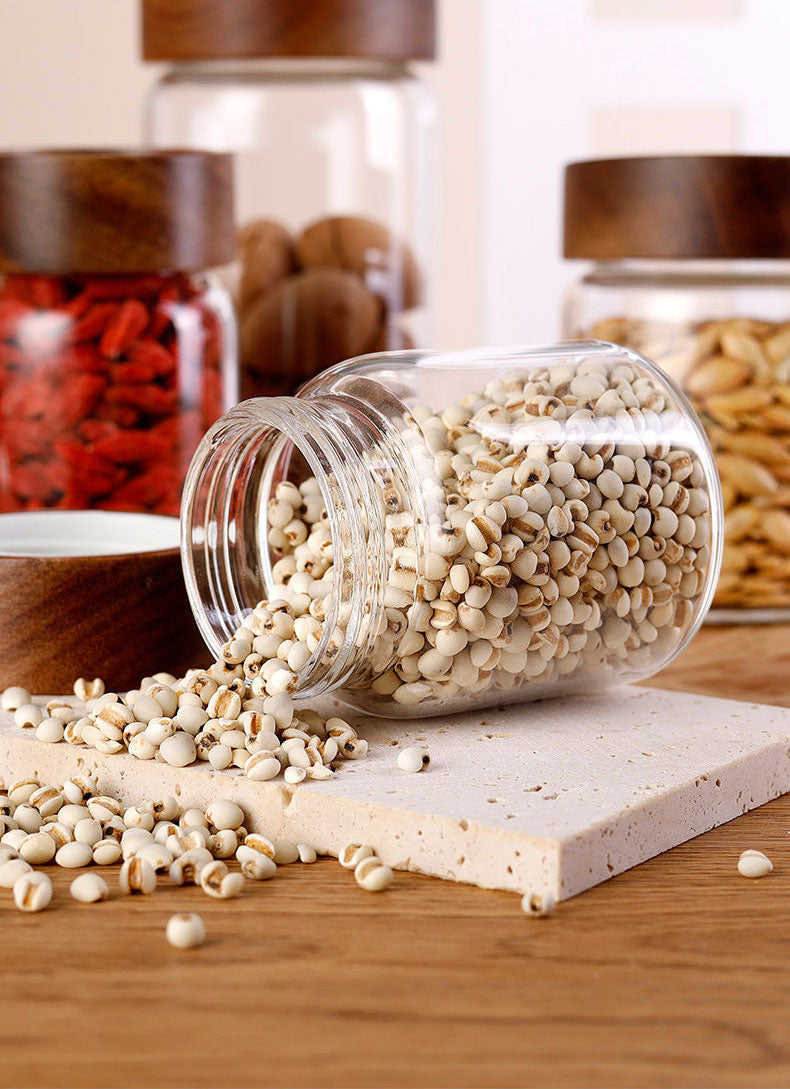 Glass Jars with Wooden Screw Lids