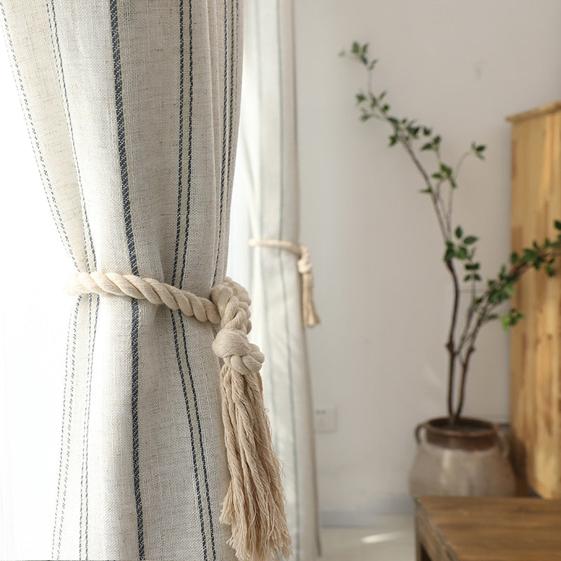 Linen Blue Stripe Light Lux Curtain