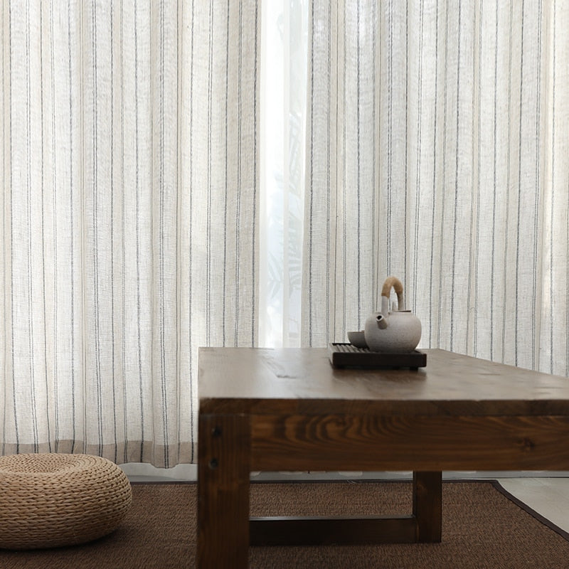 Linen Blue Stripe Light Lux Curtain