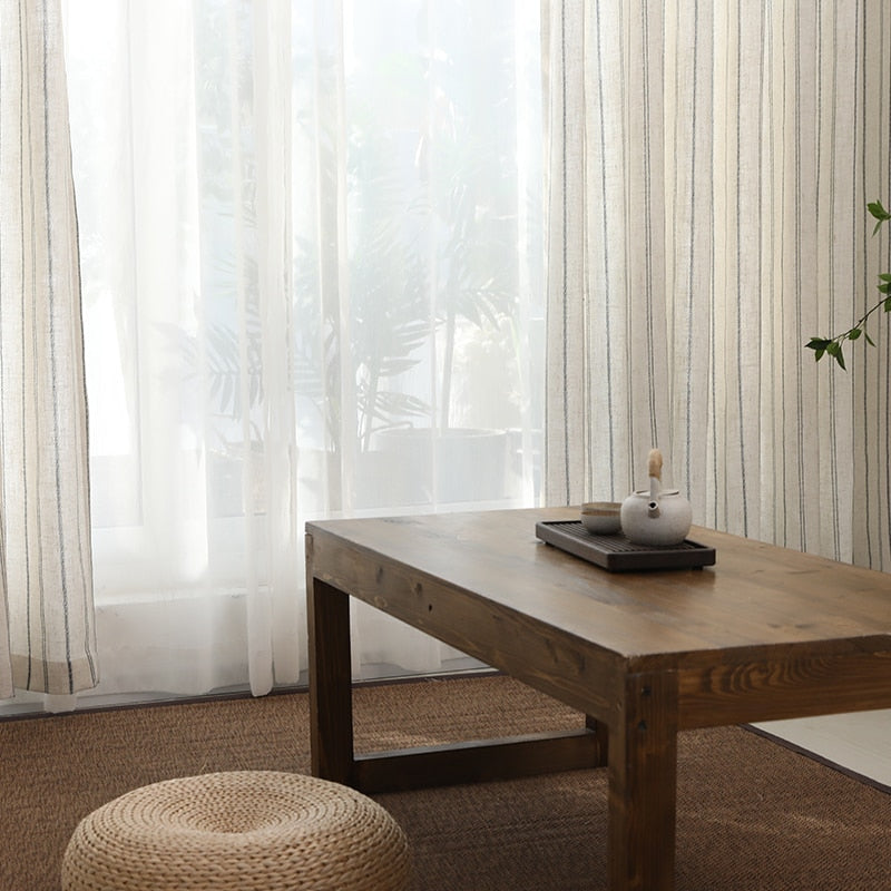 Linen Blue Stripe Light Lux Curtain