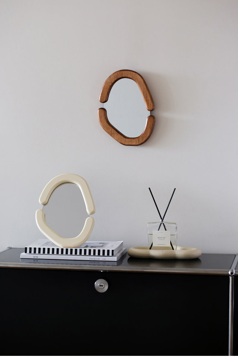 Wooden Retro Oval Mirror