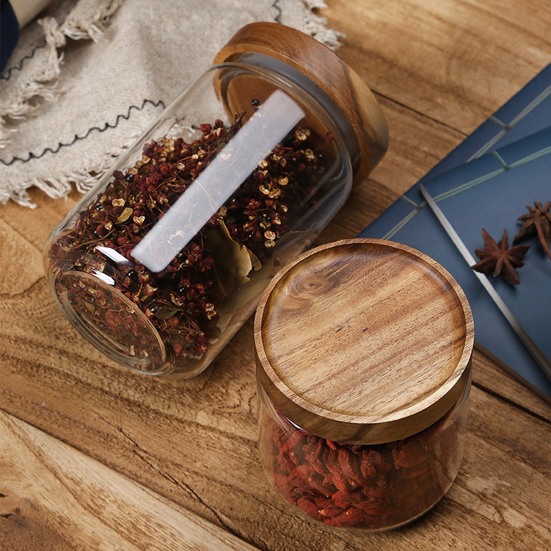 Glass Jars with Wooden Bumper Lids