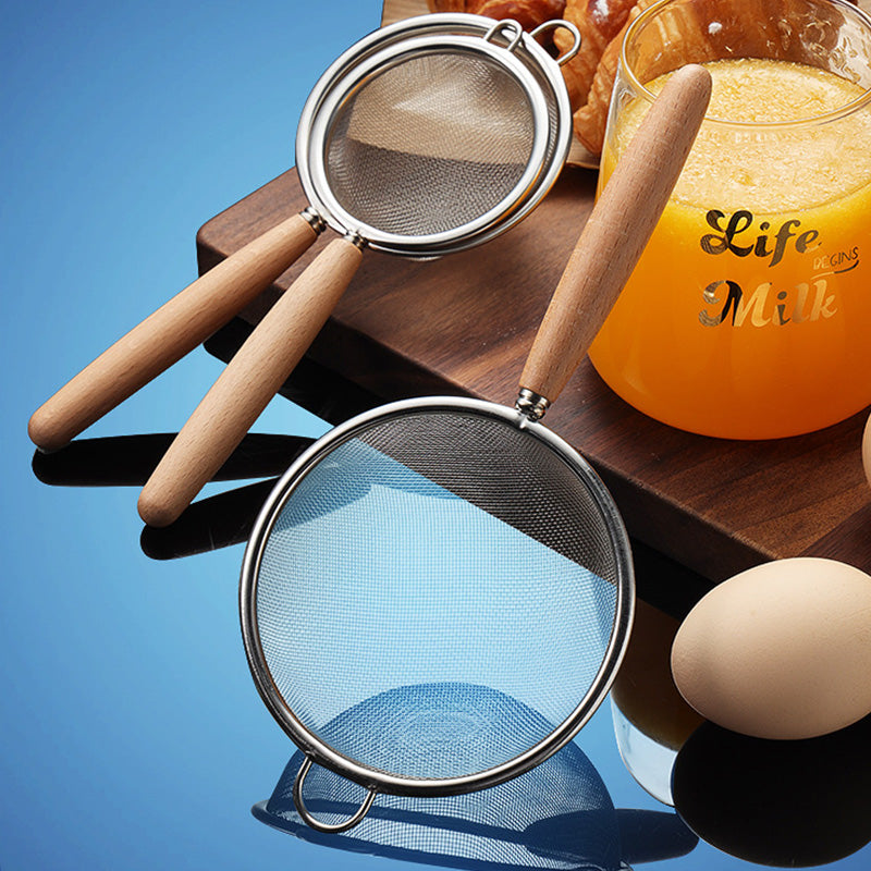 Wooden Handle Fine Mesh Strainer