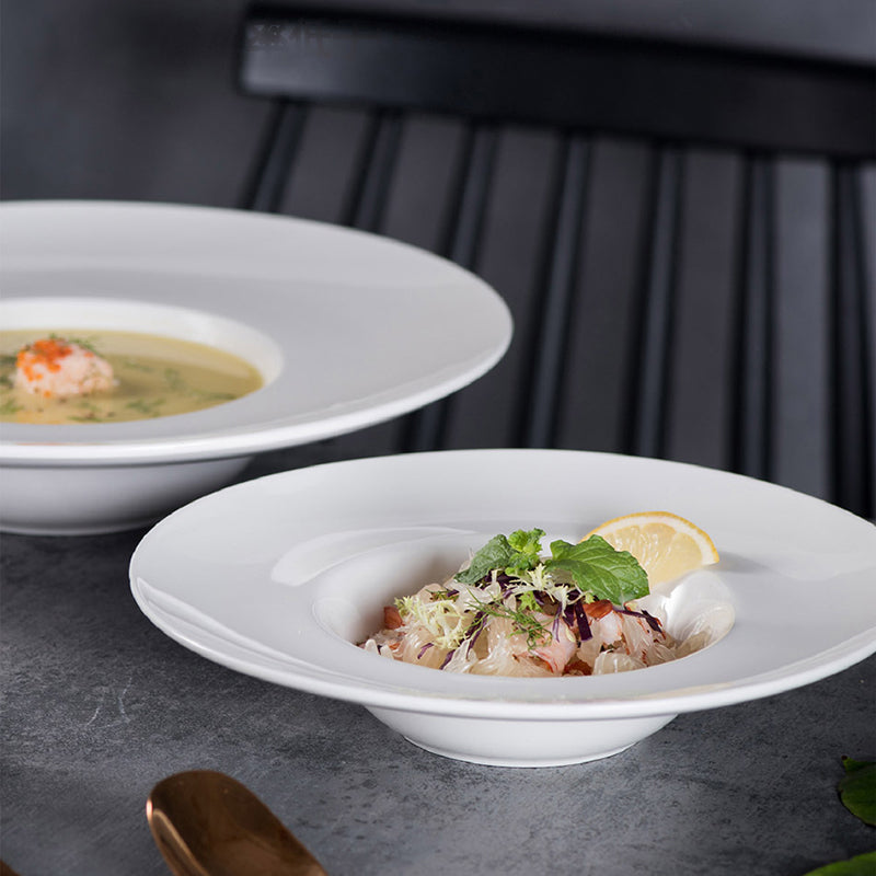 White Ceramic Deep Dinner Plate