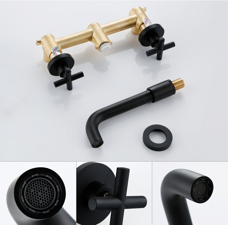 Wall Basin Faucet with Double Cross Handle