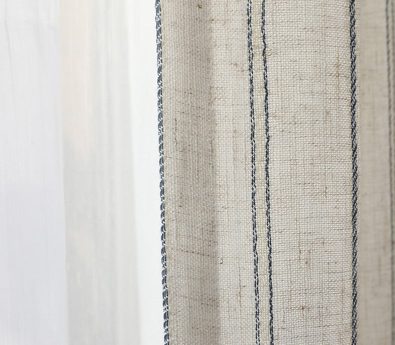 Linen Blue Stripe Light Lux Curtain