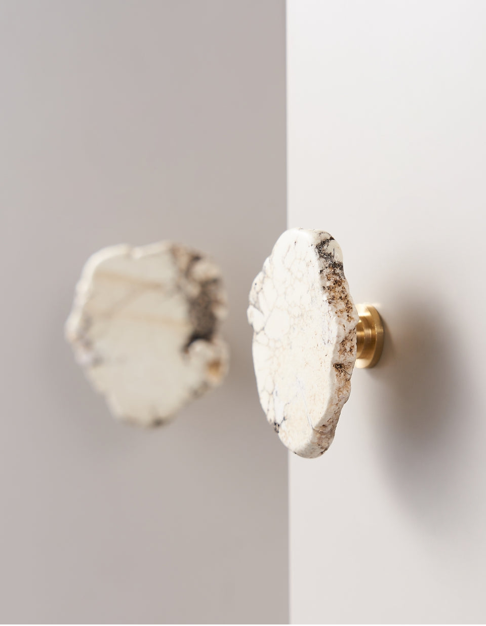 White Marble Brass Cabinet Handles & Knobs
