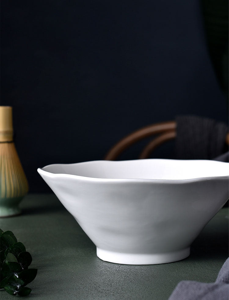 White Ceramic Wavy Bowls