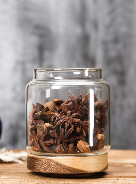 Glass Jars with Wooden Bumper Lids