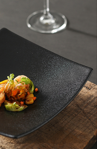 Matt Black Ceramic Square Dinner Plates