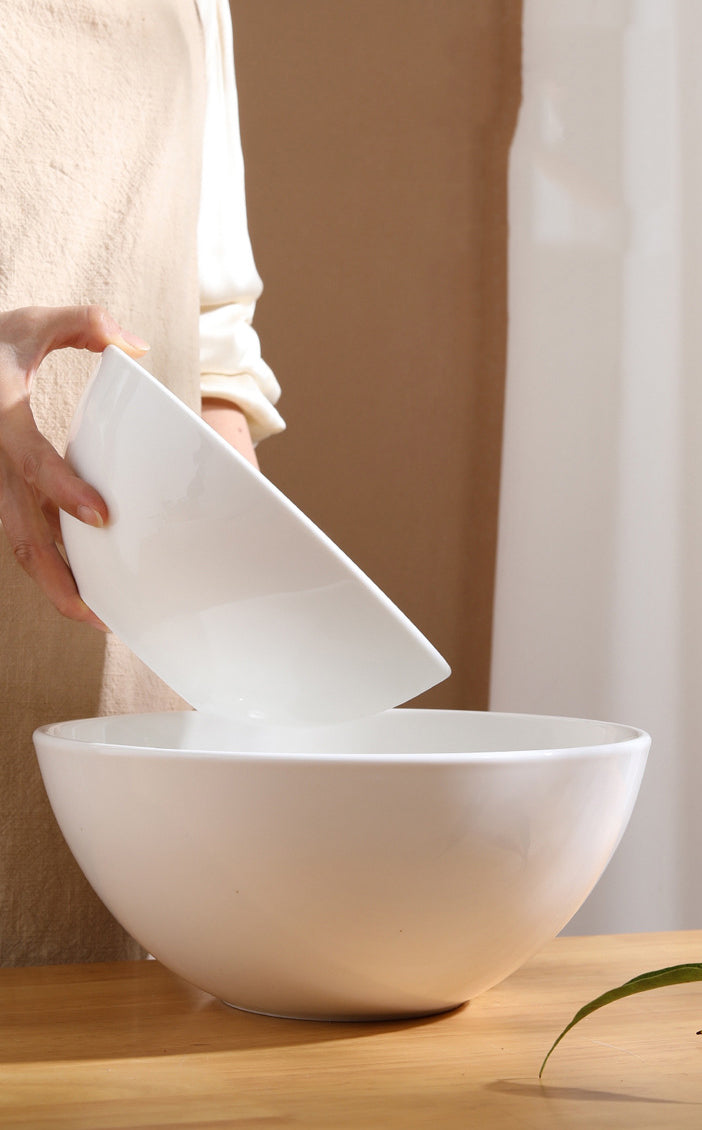 White Ceramic Salad Bowls