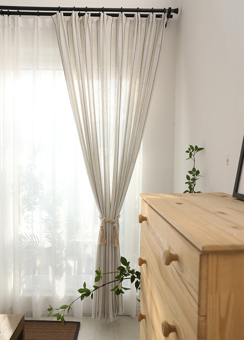 Linen Blue Stripe Light Lux Curtain