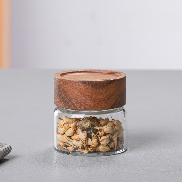 Glass Jars with Wooden Screw Lids