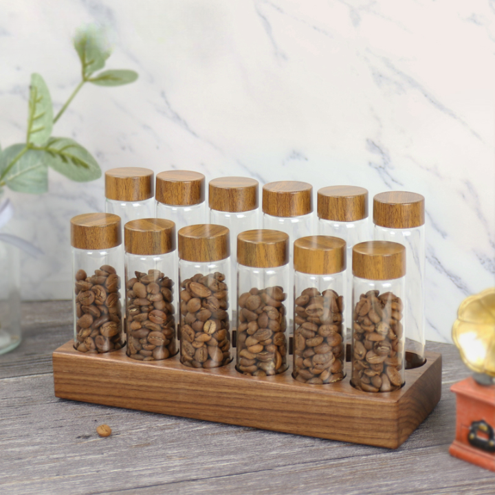 Glass Tubes with Wooden Base