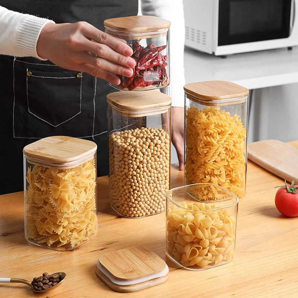Square Glass Organizer Jars